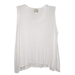 Saint Paradise Solid Plain White Scoop Neck Sleeveless T-Shirt Size Med Tank Top